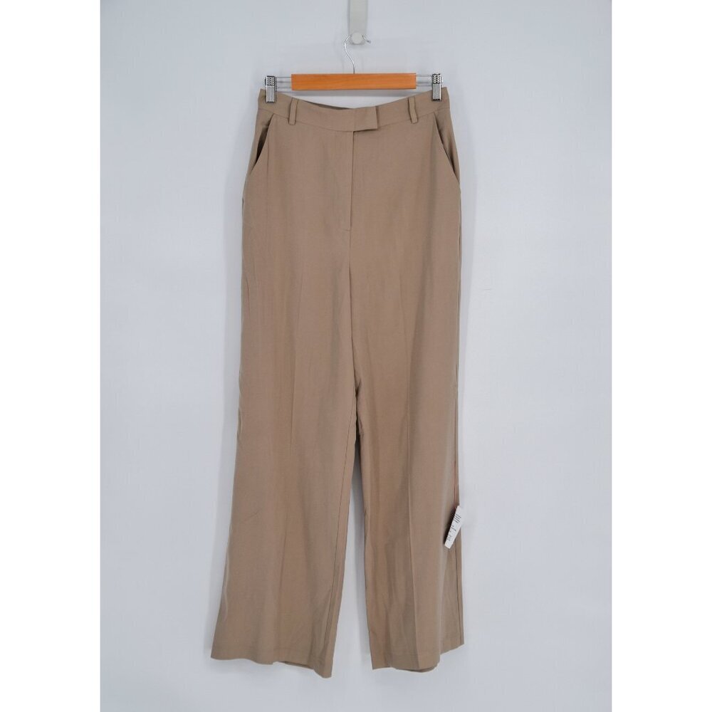 NEW Topshop High Waisted Trouser Pants Beige Tan Women's 6 Full Length Straight